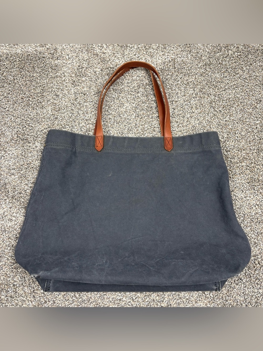 Madewell The Canvas Transport Tote Gray Canvas Leather Trim